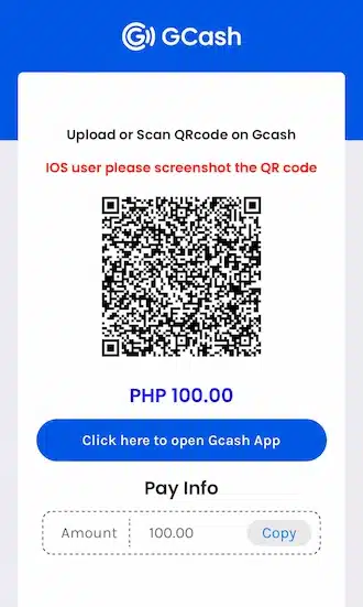 Step 4: Open your GCash wallet and make a payment by scanning the QR code.